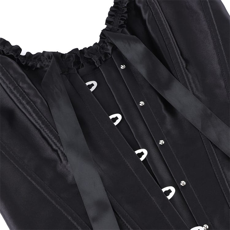 Kobine Women's Gothic Frilled Trim Lace-up Overbust Corset
