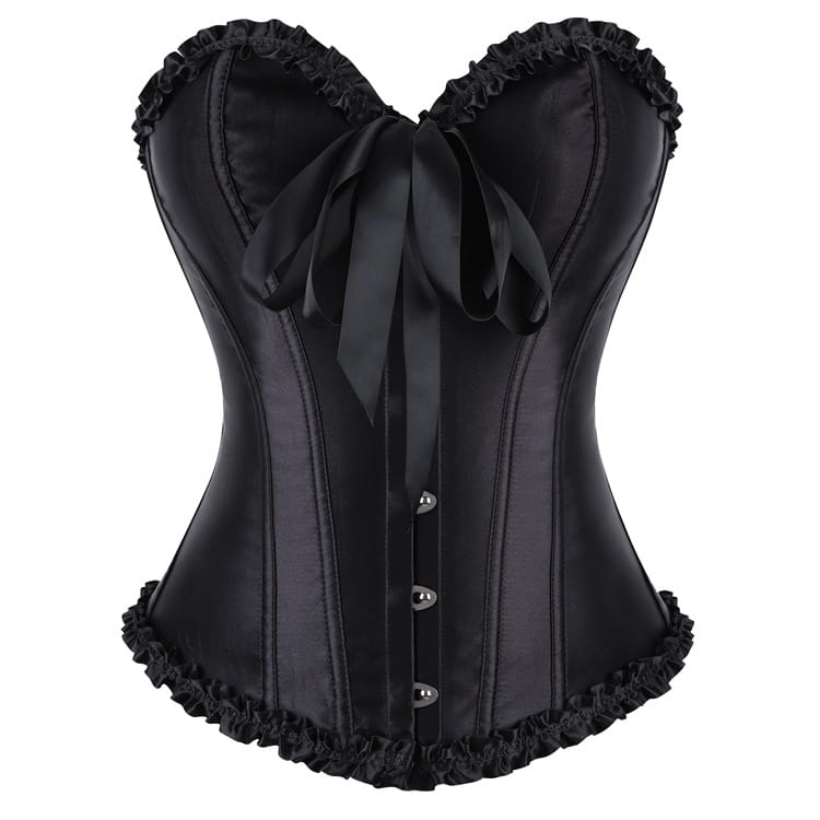 Kobine Women's Gothic Frilled Trim Lace-up Overbust Corset