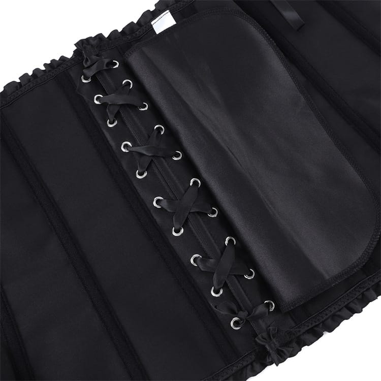 Kobine Women's Gothic Frilled Trim Lace-up Overbust Corset