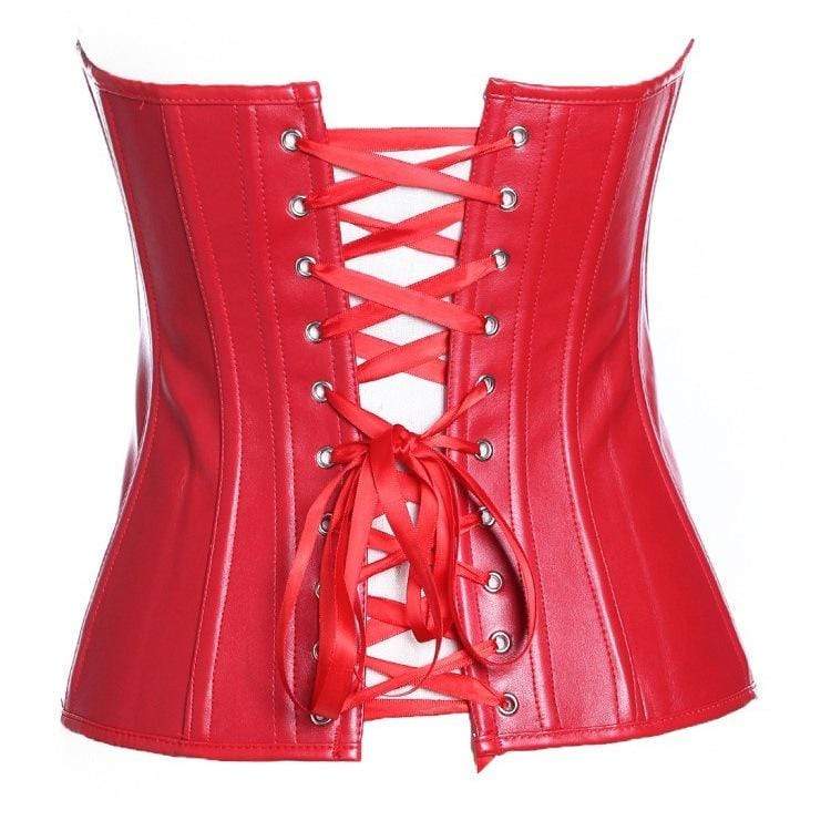Kobine Women's Gothic Front Zip Faux Leather  Overbust Corsets