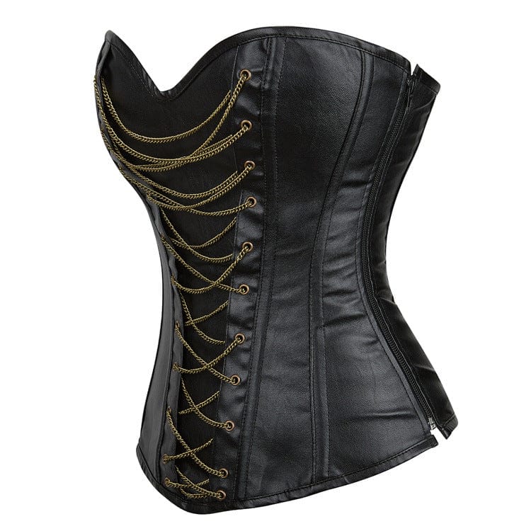 Kobine Women's Gothic Golden Chained Overbust Corset