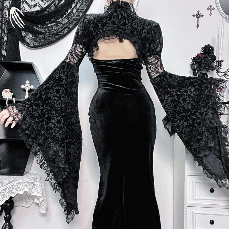 Kobine Women's Gothic Halterneck Cutout Slit Maxi Dress