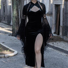 Kobine Damen Gothic Neckholder Cutout Slit Maxikleid