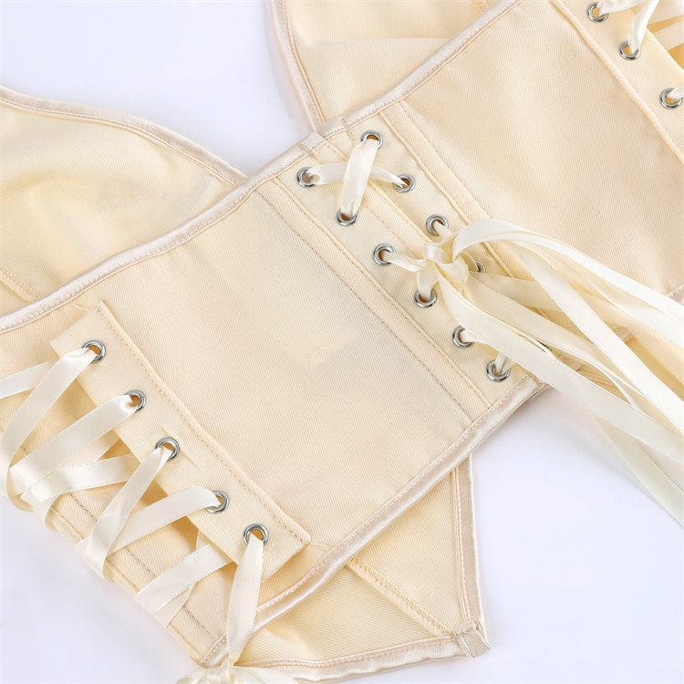 Kobine Women's Gothic Halterneck Lace-up Zip Bustier