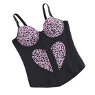Kobine Women's Gothic Heart Leopard Print Overbust Corset