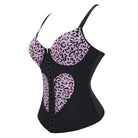 Kobine Women's Gothic Heart Leopard Print Overbust Corset