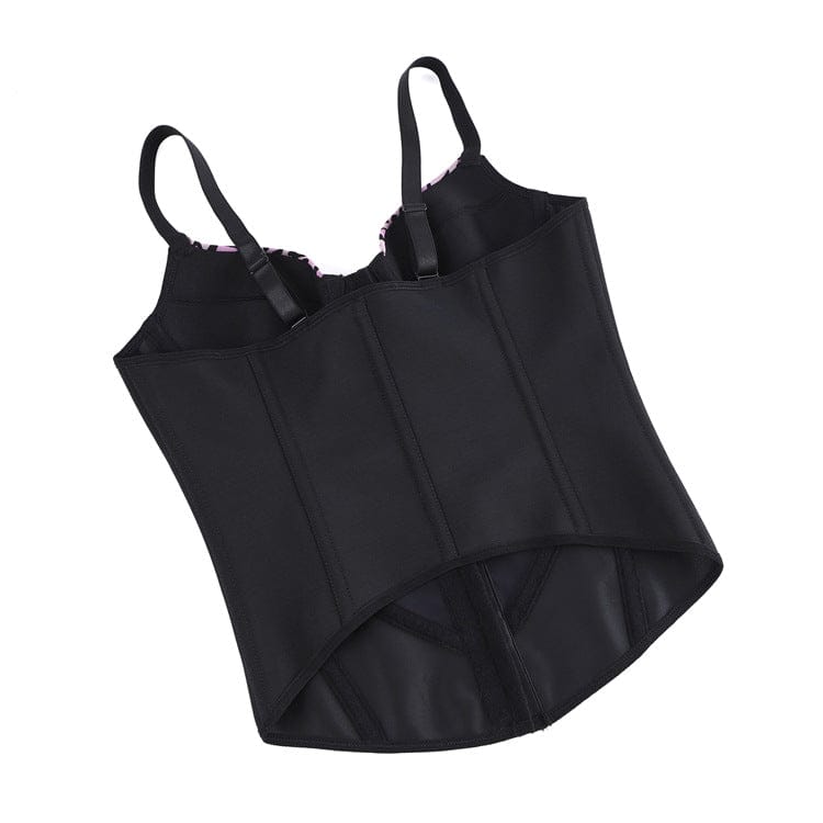 Kobine Women's Gothic Heart Leopard Print Overbust Corset