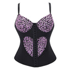 Kobine Women's Gothic Heart Leopard Print Overbust Corset