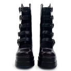 Kobine Women's Gothic Heart‑Shaped Buckle Multi‑Strap Cutout Platform Block Heel Boots