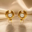 Kobine Women's Gothic Heart‑Shaped Carved Wing Clock Post Earrings
