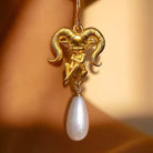Kobine Women's Gothic Horned Girl Pearl Drop Hook Earrings