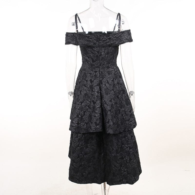 Kobine Women's Gothic Irregular Embossed Layered Dress
