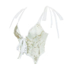 Kobine Women's Gothic Irregular Embroidered Lace-up Overbust Corset