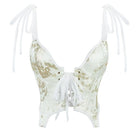 Kobine Women's Gothic Irregular Embroidered Lace-up Overbust Corset