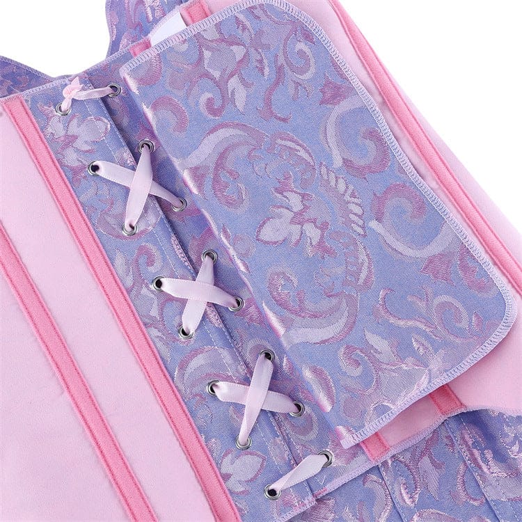 Kobine Women's Gothic Irregular Floral Jacquard Overbust Corset