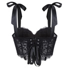 Kobine Women's Gothic Irregular Floral Lace Strap Overbust Corset