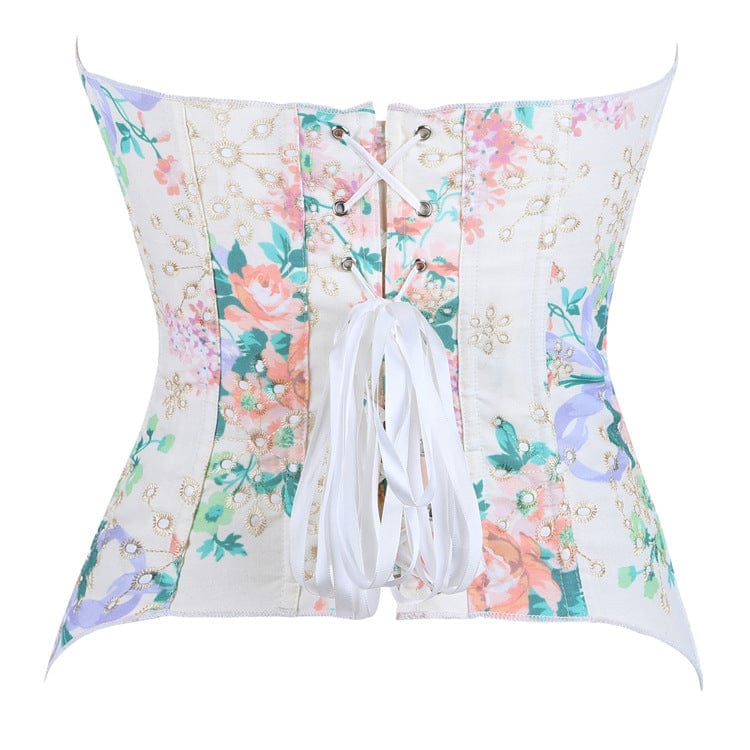 Kobine Women's Gothic Irregular Floral Printed Overbust Corset