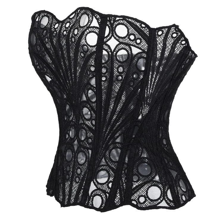 Kobine Women's Gothic Irregular Lace Sheer Overbust Corset