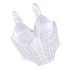Kobine Women's Gothic Irregular Lace-up White Overbust Corset