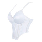 Kobine Women's Gothic Irregular Lace-up White Overbust Corset