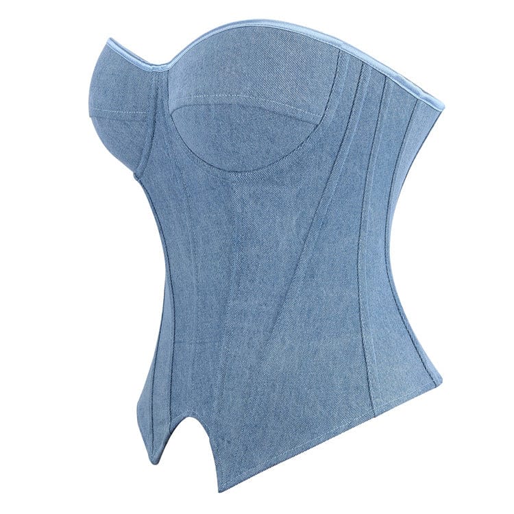 Kobine Women's Gothic Irregular Lace-up Zip Overbust Corset