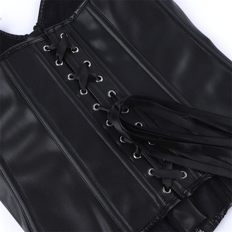 Kobine Women's Gothic Irregular Lace-up zip Overbust Corset