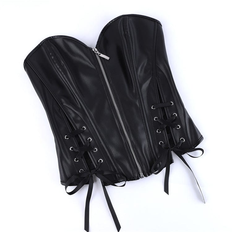 Kobine Women's Gothic Irregular Lace-up zip Overbust Corset