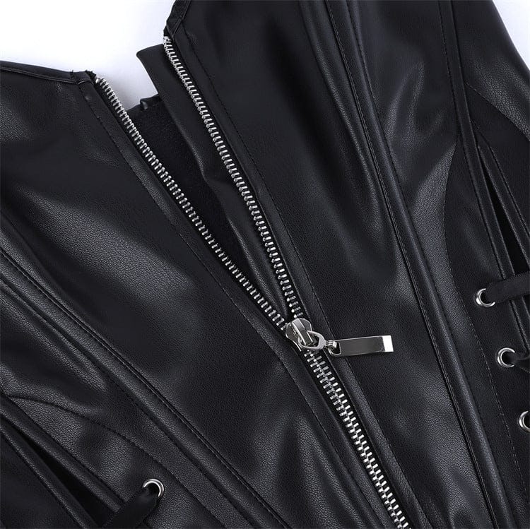 Kobine Women's Gothic Irregular Lace-up zip Overbust Corset