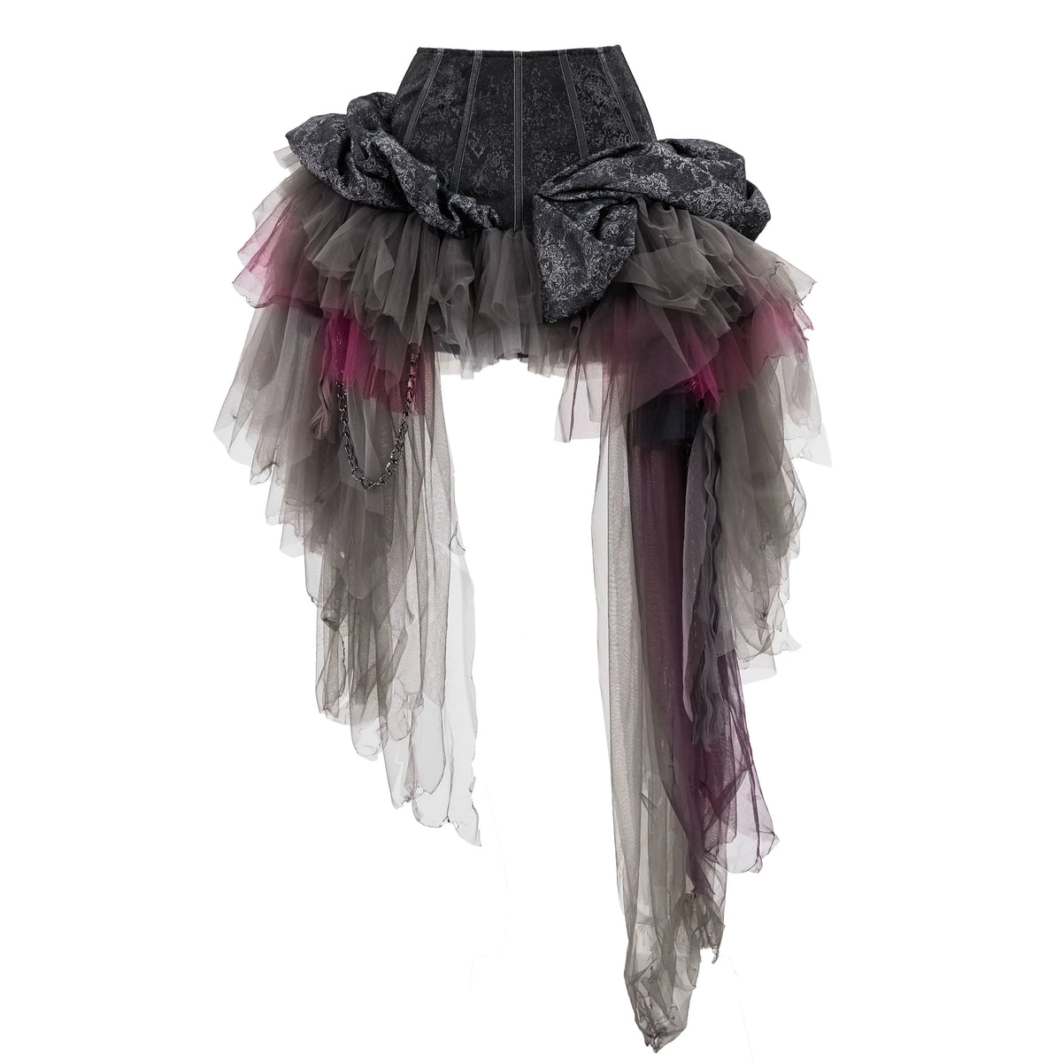 Kobine Women's Gothic Irregular Layered Tulle Hem Mini Skirt