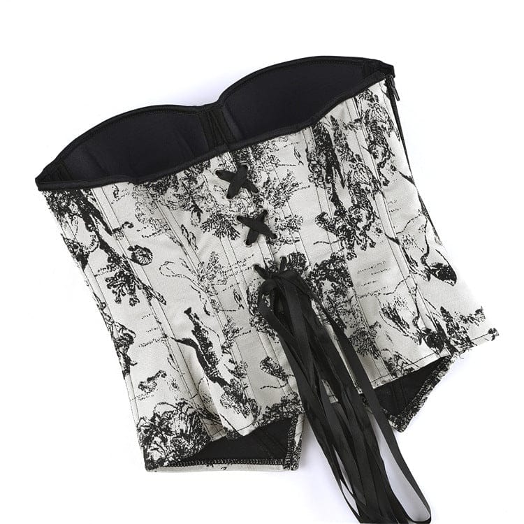 Kobine Women's Gothic Irregular Wash Painting Frog Overbust Corset