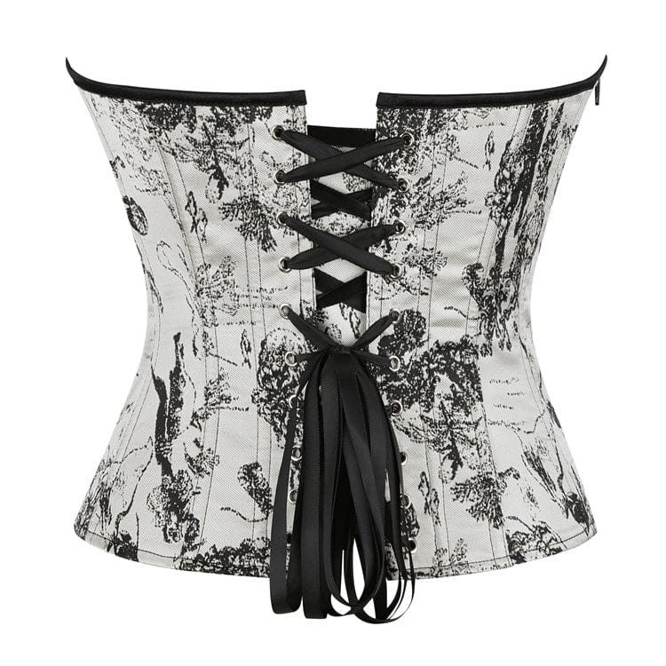 Kobine Women's Gothic Irregular Wash Painting Frog Overbust Corset
