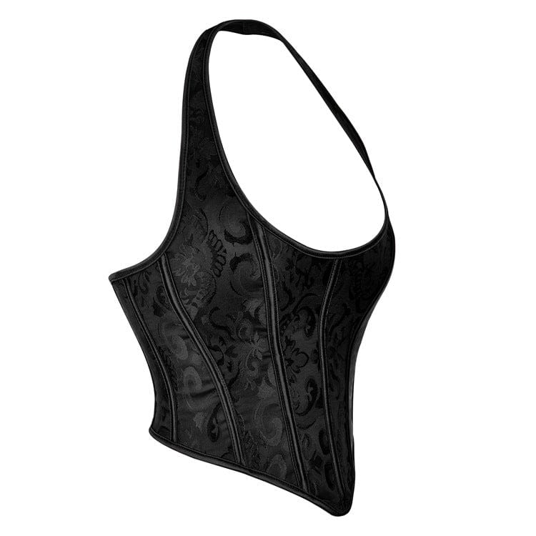 Kobine Women's Gothic Jacquard Halterneck Overbust Corset