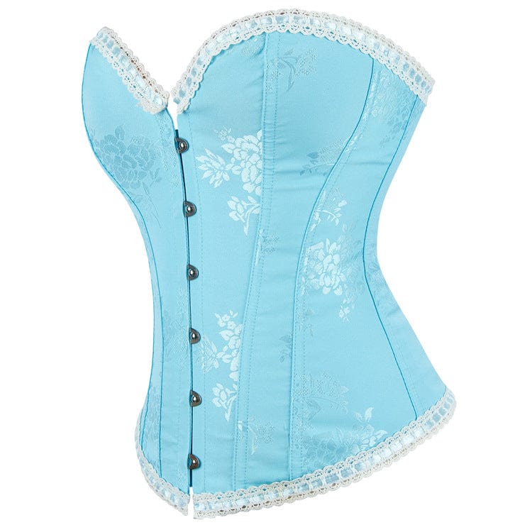 Kobine Women's Gothic Jacquard Lace Hem Lace-up Overbust Corset