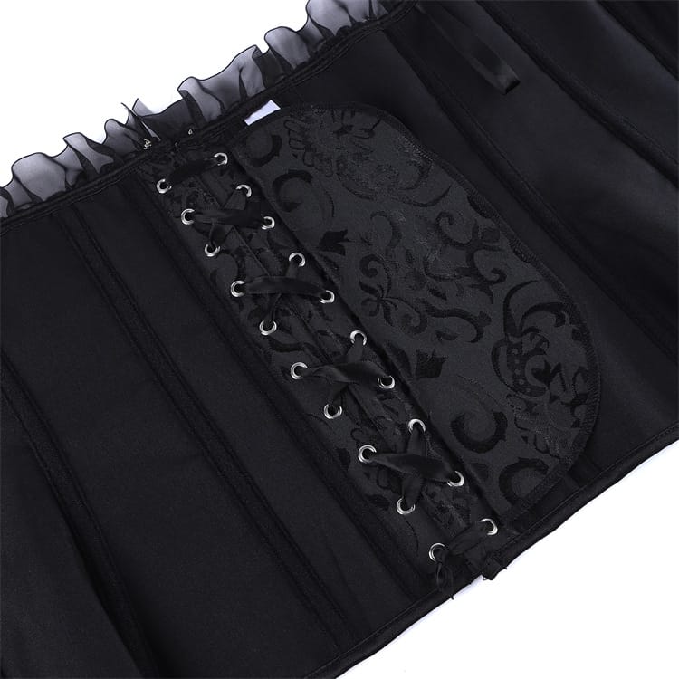 Kobine Women's Gothic Jacquard Lace-up Overbust Corset with Choker