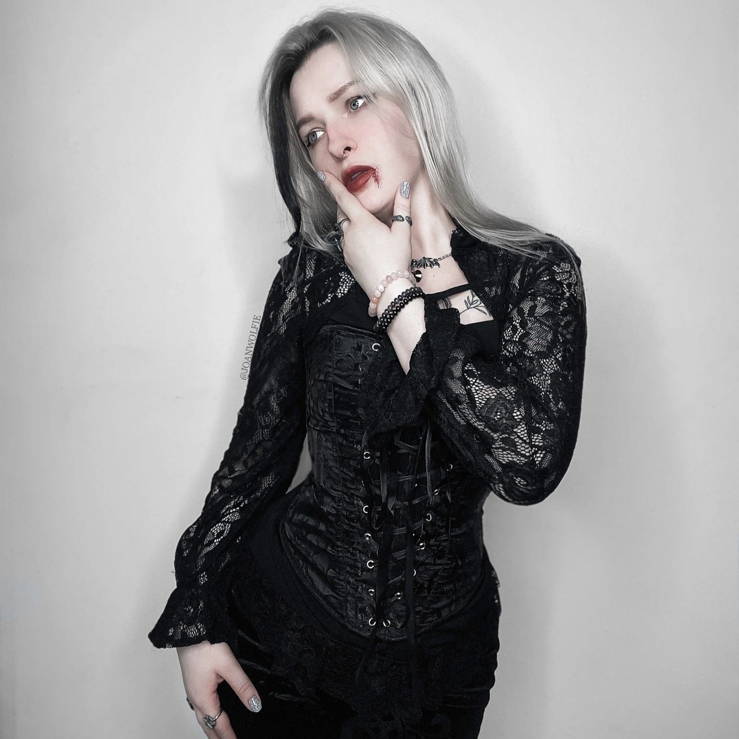 Kobine Gothic-Jacquard-Überbrustkorsett für Damen