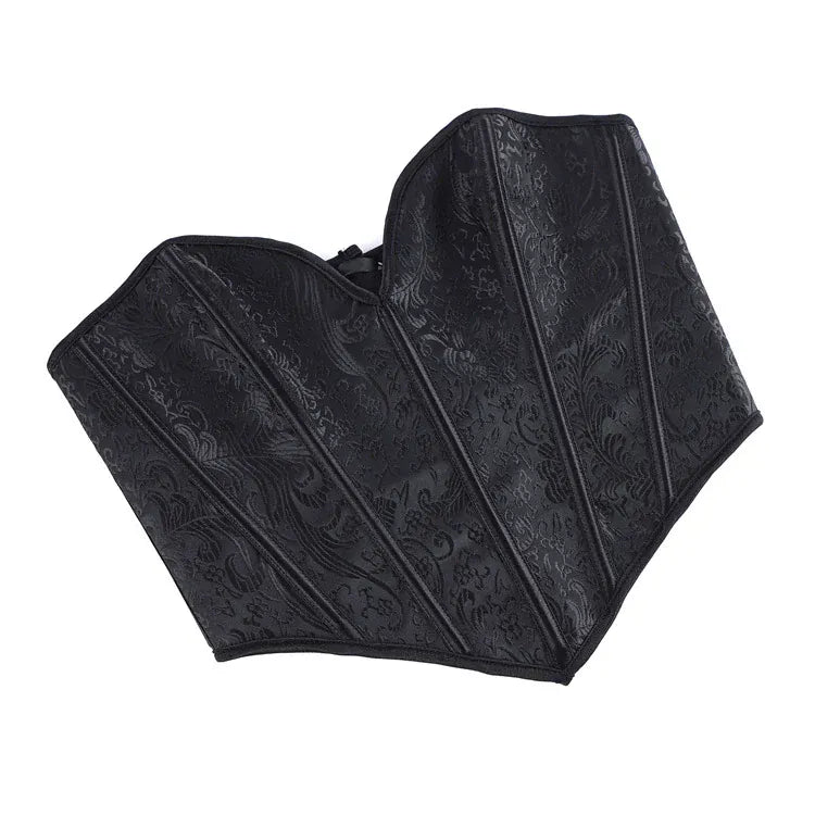 Kobine Women's Gothic Jacquard Solid Color Lace-up Overbust Corset