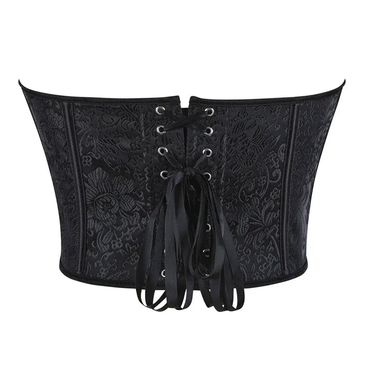Kobine Women's Gothic Jacquard Solid Color Lace-up Overbust Corset