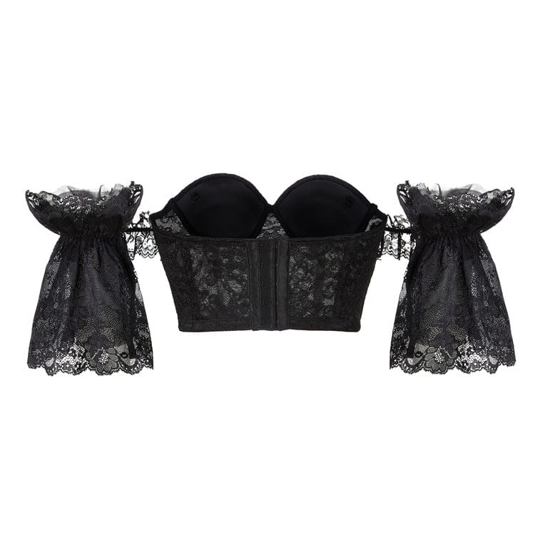 Kobine Women's Gothic Lace Bustier with Lace Sleeves