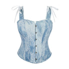 Kobine Women's Gothic Lace Splice Denim Overbust Corset