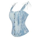 Kobine Women's Gothic Lace Splice Denim Overbust Corset
