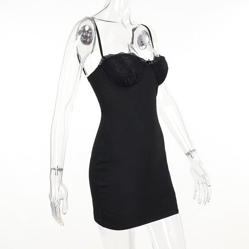 Kobine Women's Gothic Lace Splice Split Slip Dress