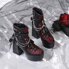 Kobine Women's Gothic Lace-up Chain Side Zipper Platform Ankle Boots