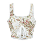 Kobine Women's Gothic Lace-up Floral Overbust Corsets White