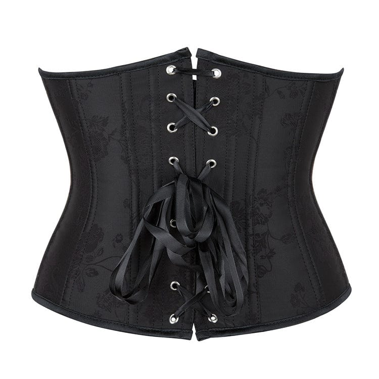 Kobine Women's Gothic Lace-up Floral Printed Underbust Corset