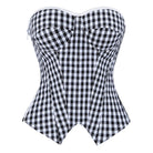 Kobine Women's Gothic Lace-up Irregular Plaid Overbust Corset