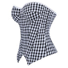 Kobine Women's Gothic Lace-up Irregular Plaid Overbust Corset