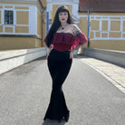 Kobine Women's Gothic Lace-up Mesh Overbust Busiter Red