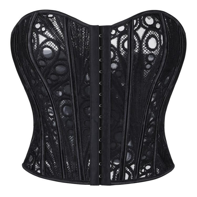 Kobine Women's Gothic Lace-up Mesh Sheer Overbust Corset