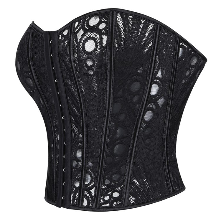Kobine Women's Gothic Lace-up Mesh Sheer Overbust Corset