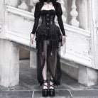 Kobine Women's Gothic Lace-up Metal Buckle Mesh Panel Overbust Corset